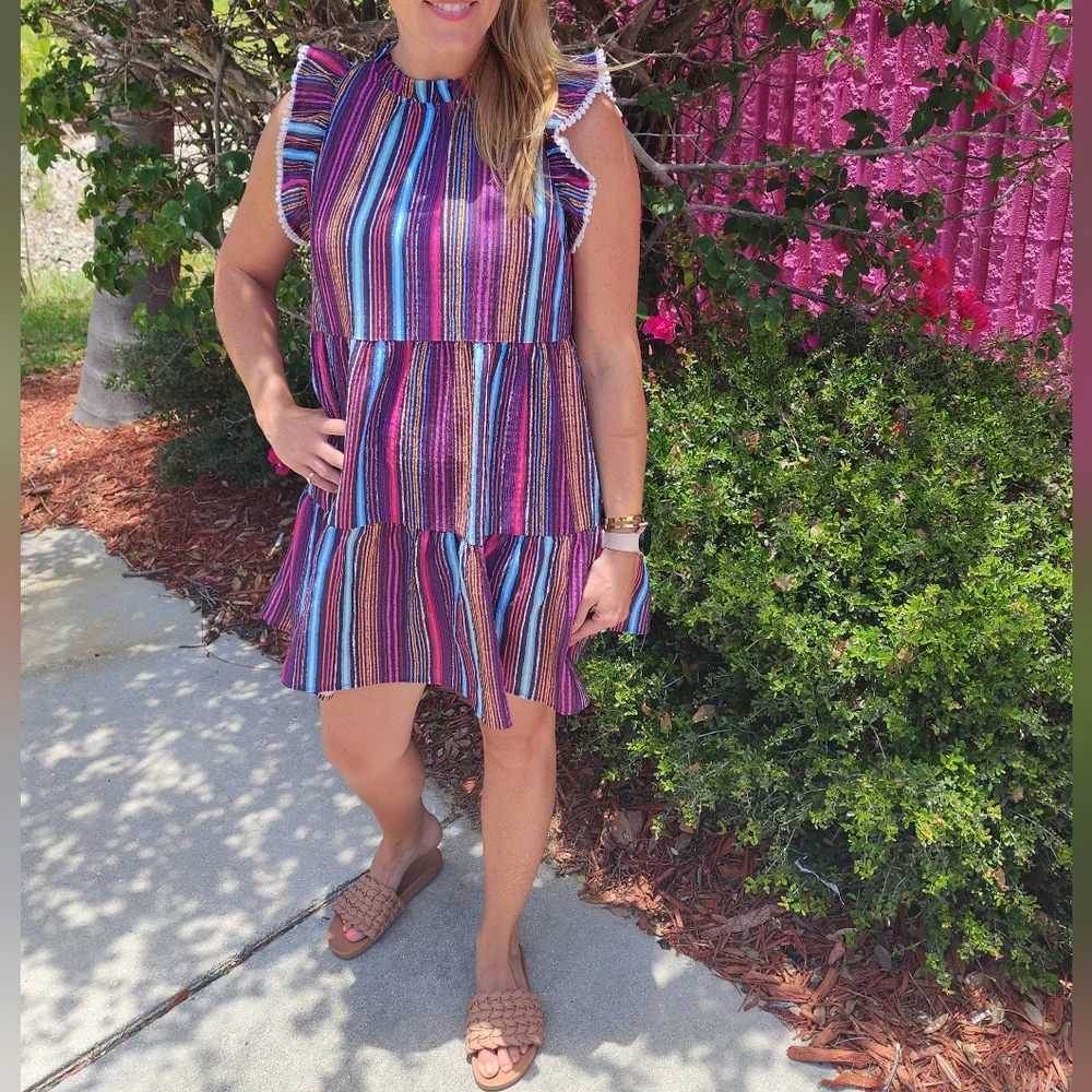 Striped Ruffle Dress by #thml - Picture 2 of 2